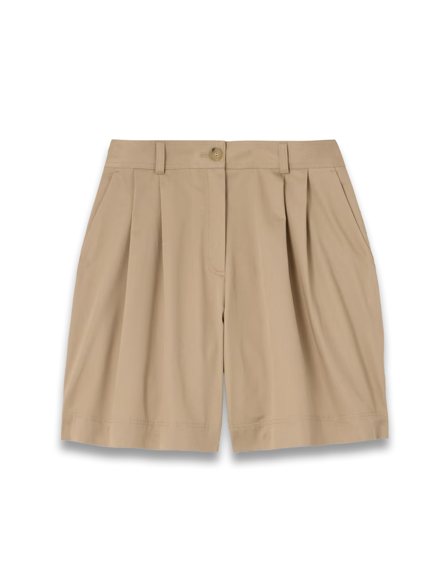 Pleated organic cotton-twill shorts