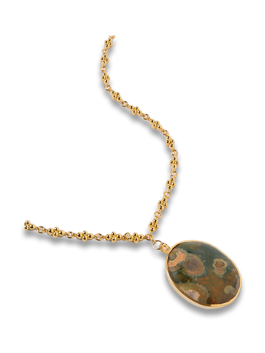Gold-plated jasper necklace