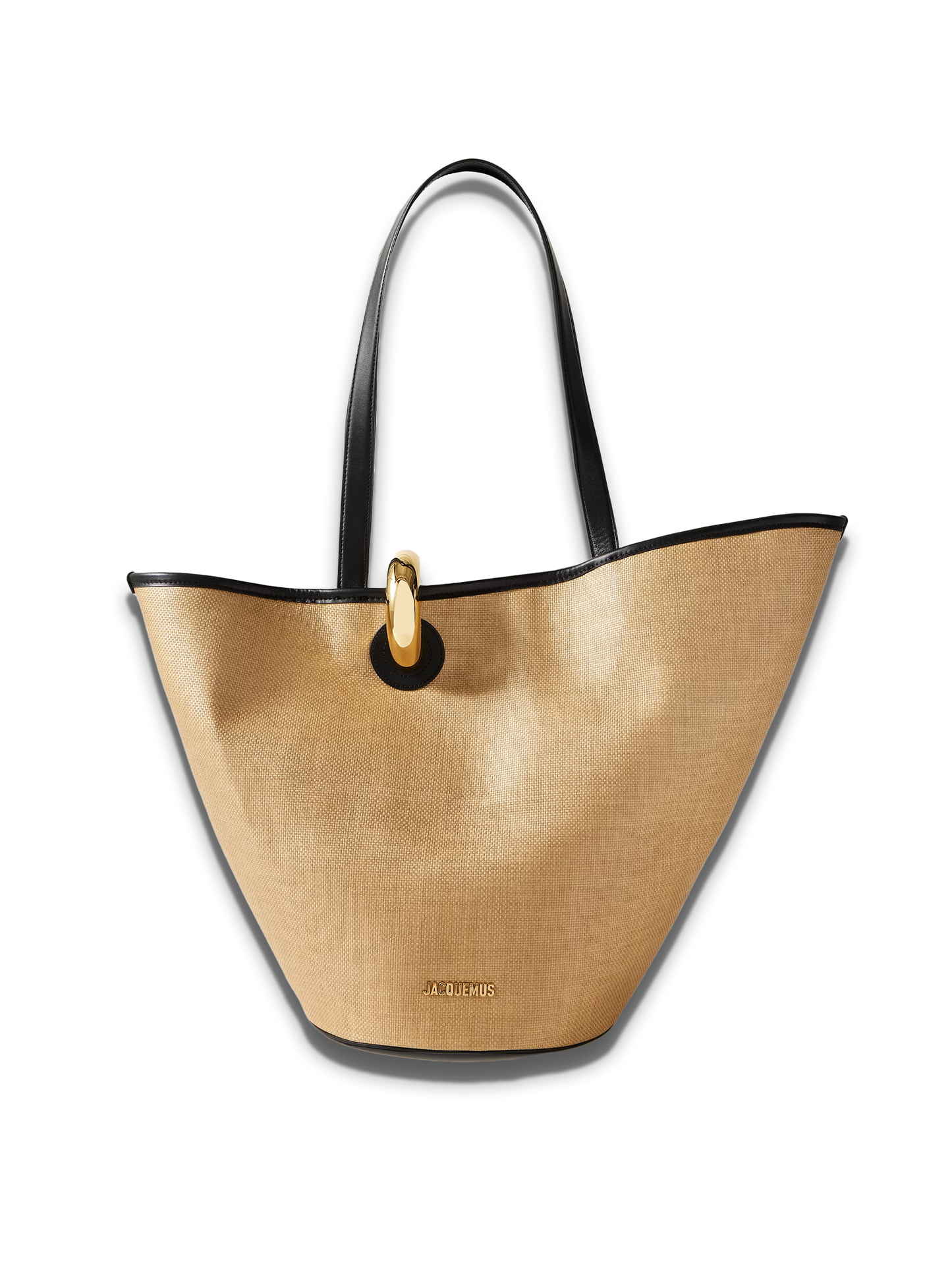Le Bambola asymmetric embellished leather-trimmed faux raffia tote