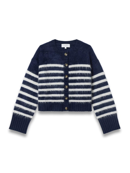 Striped brushed-cashmere cardigan