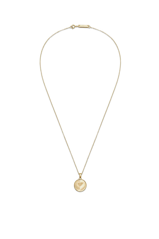 886 Caustic Heart Pendant With Chain In 18Ct Yellow Gold