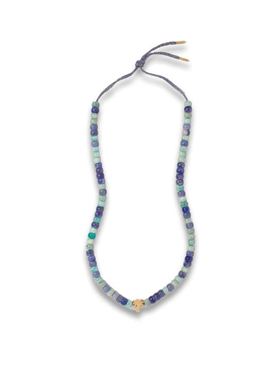 La Palma Forte 18-karat Gold, Amazonite And Blue Agate Necklace