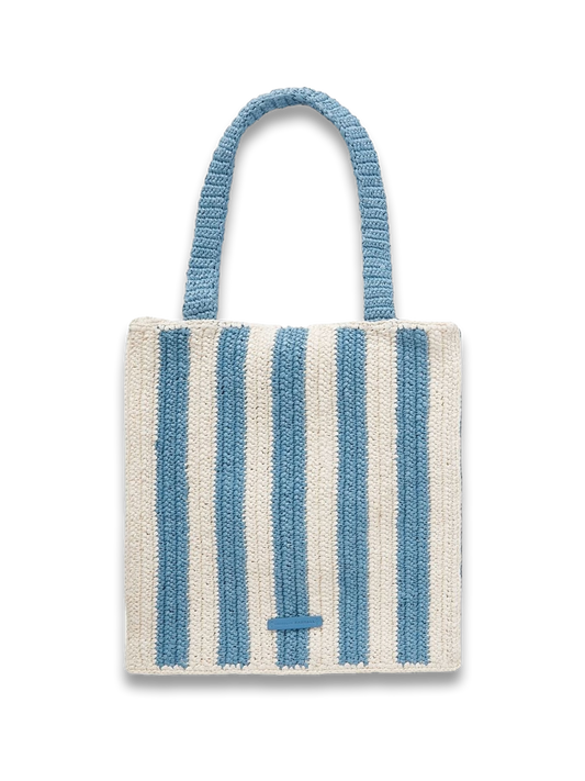 Orion Striped Crocheted Raffia Tote