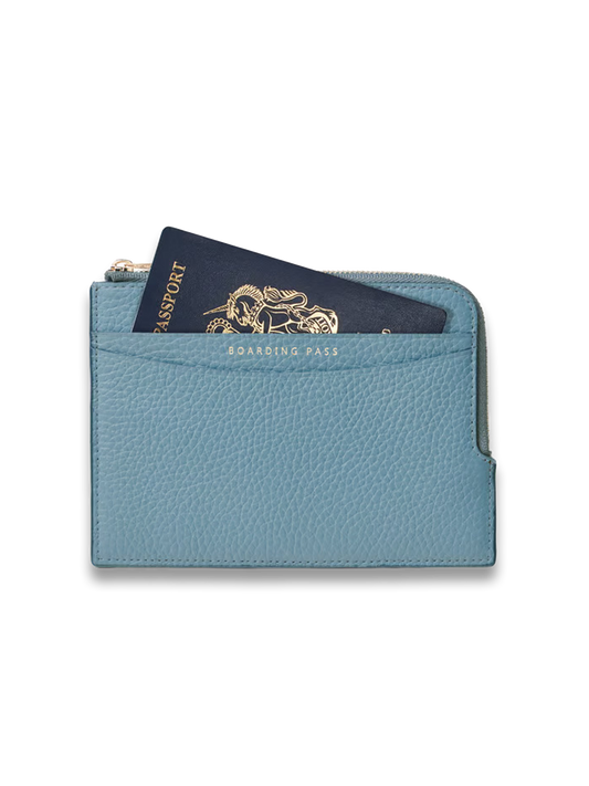Zipped Travel Wallet Cornflower Blue Pebble