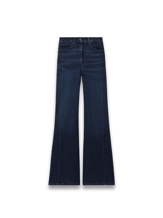 Stretch-Cotton Wide-Leg Jeans in Dark Blue