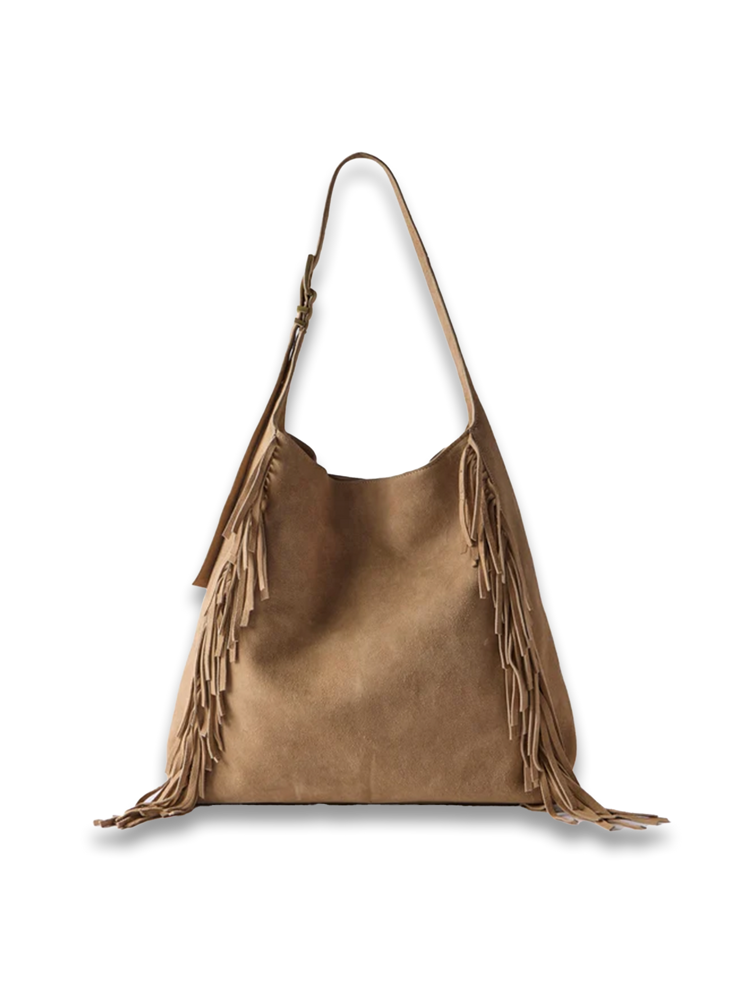 Camel Suede Fringed Bag