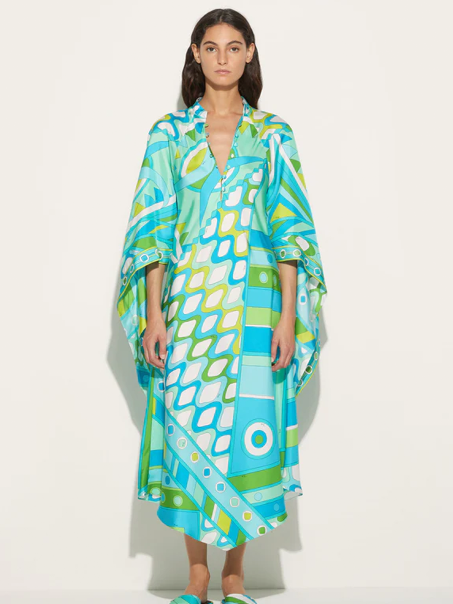 Vivara-Print Silk-Twill Kaftan