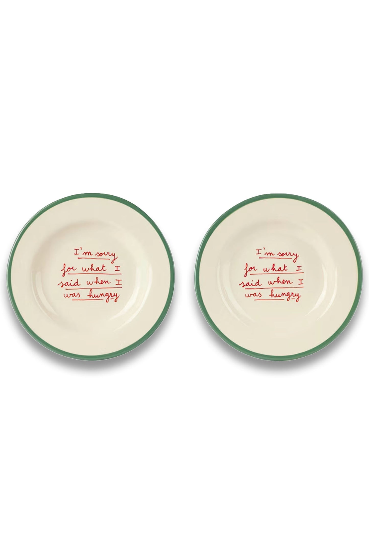 Green & White 'I'm sorry for...' Dessert Plate Set