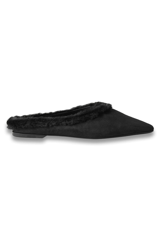 Shearling-trimmed Suede Slippers