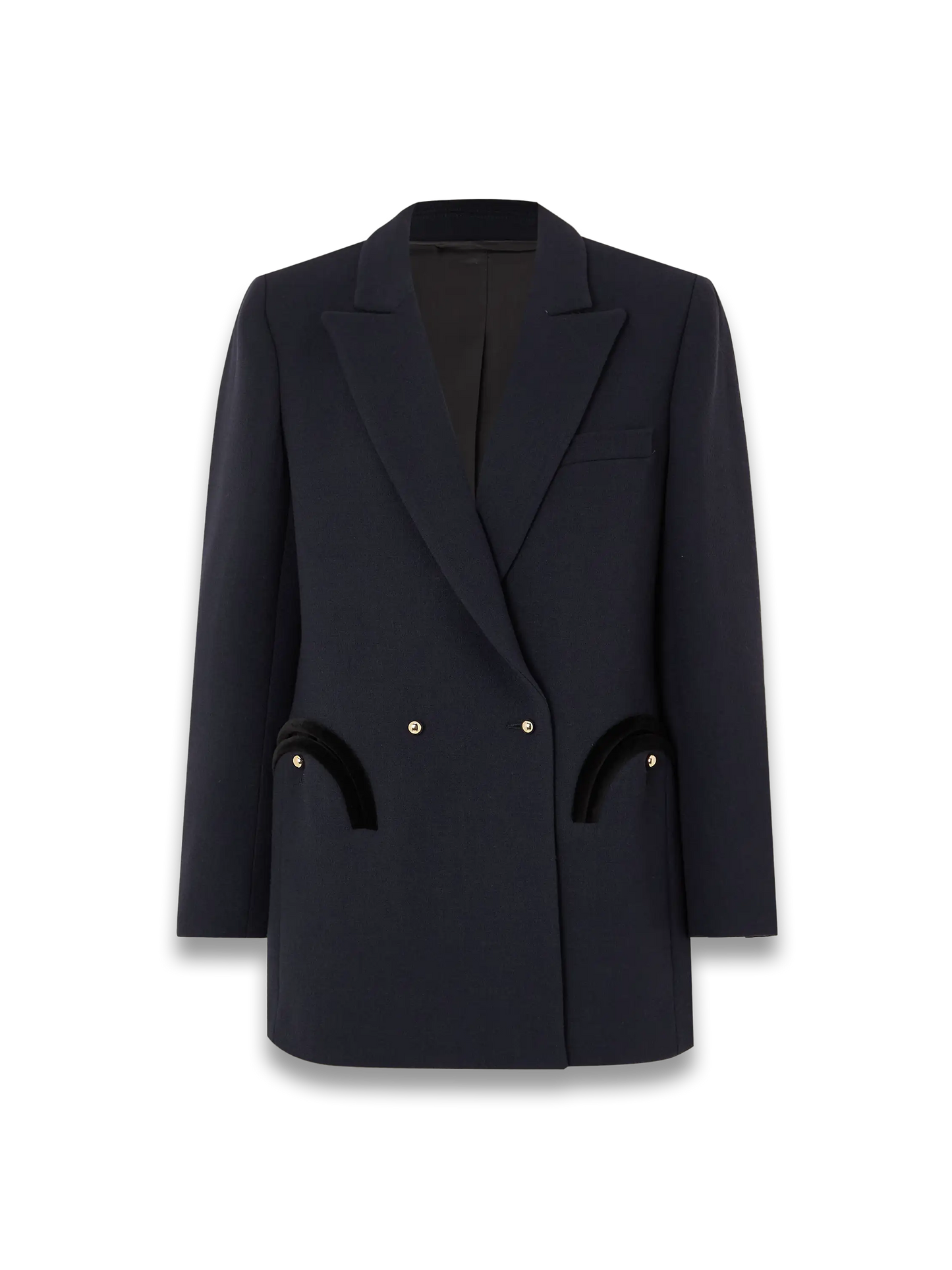 Resolute Everyday double-breasted velvet-trimmed wool-crepe blazer