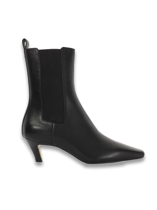 Leather Kitten Heel Ankle Boots