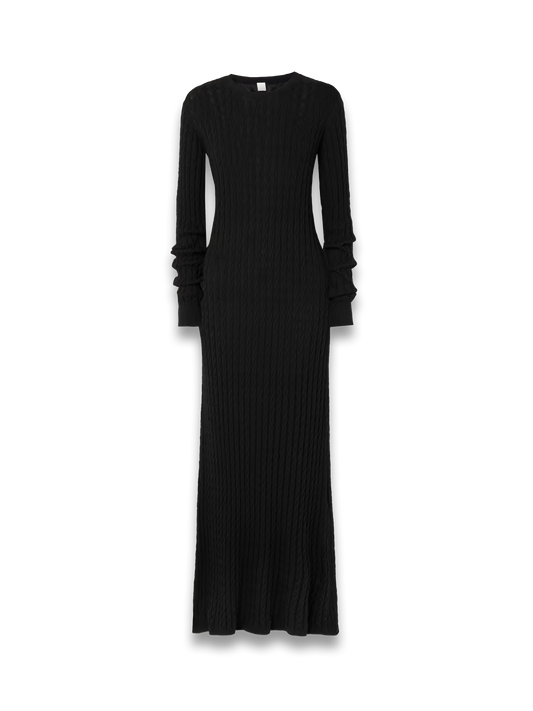 Cable-knit wool maxi dress