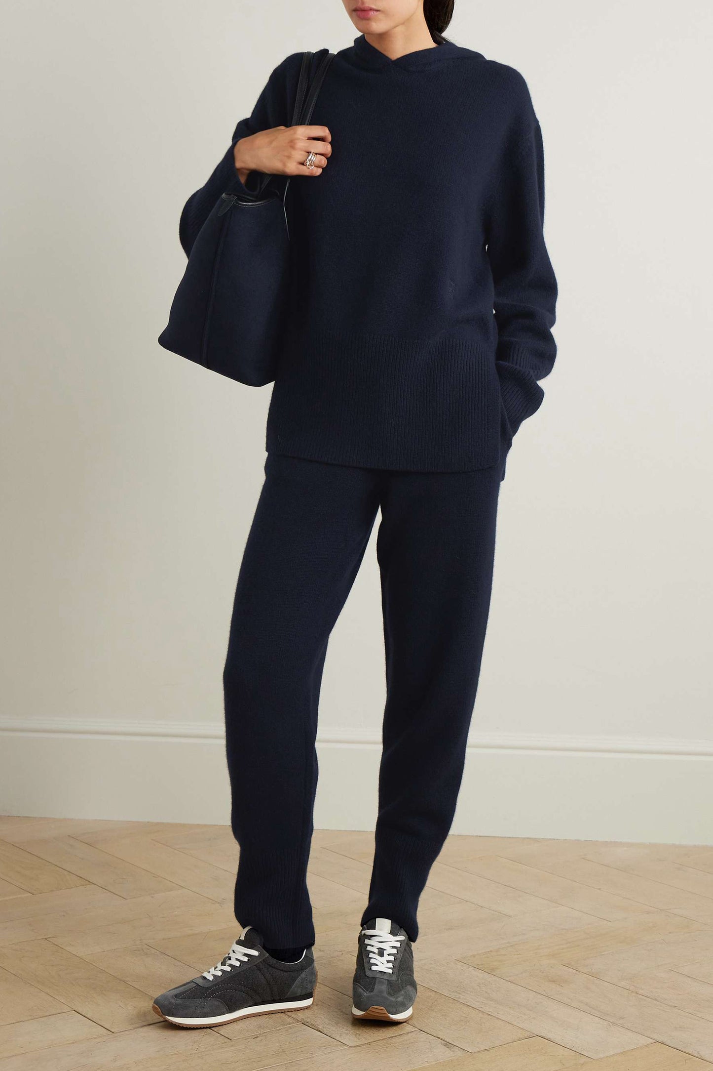 Embroidered Cashmere Hoodie and Tapered Track Pants Set
