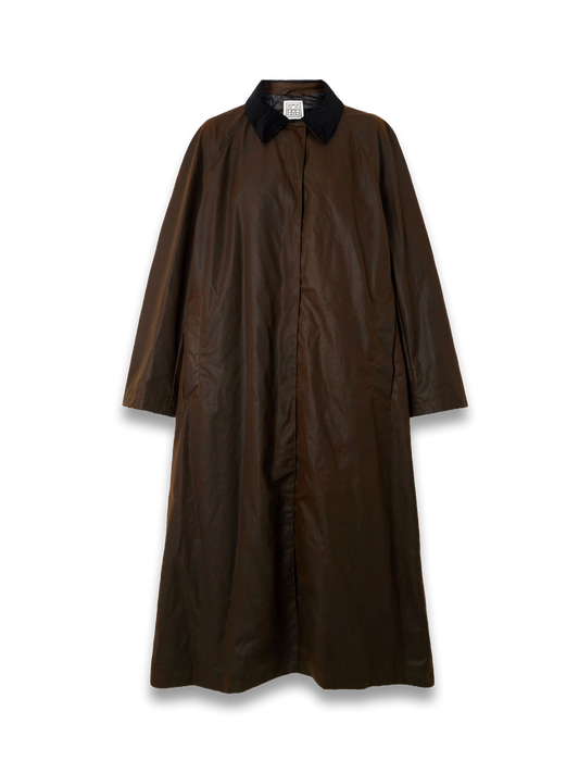Corduroy-trimmed Waxed Organic Cotton Coat