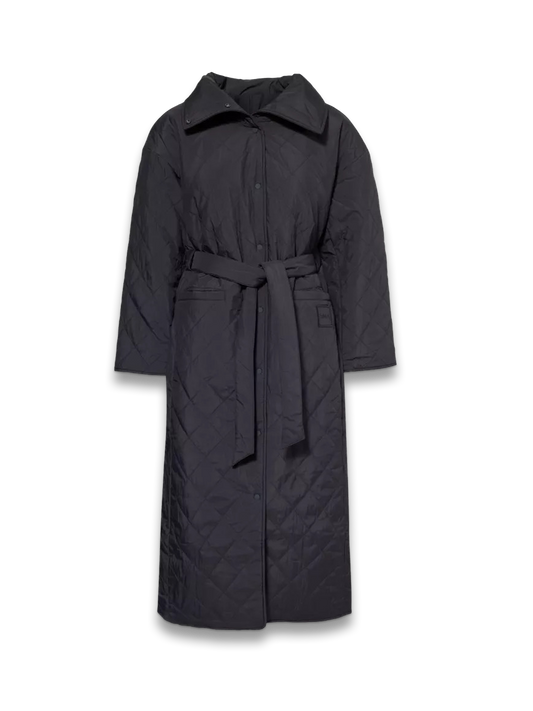 Reversible padded relaxed-fit recycled-polyamide coat