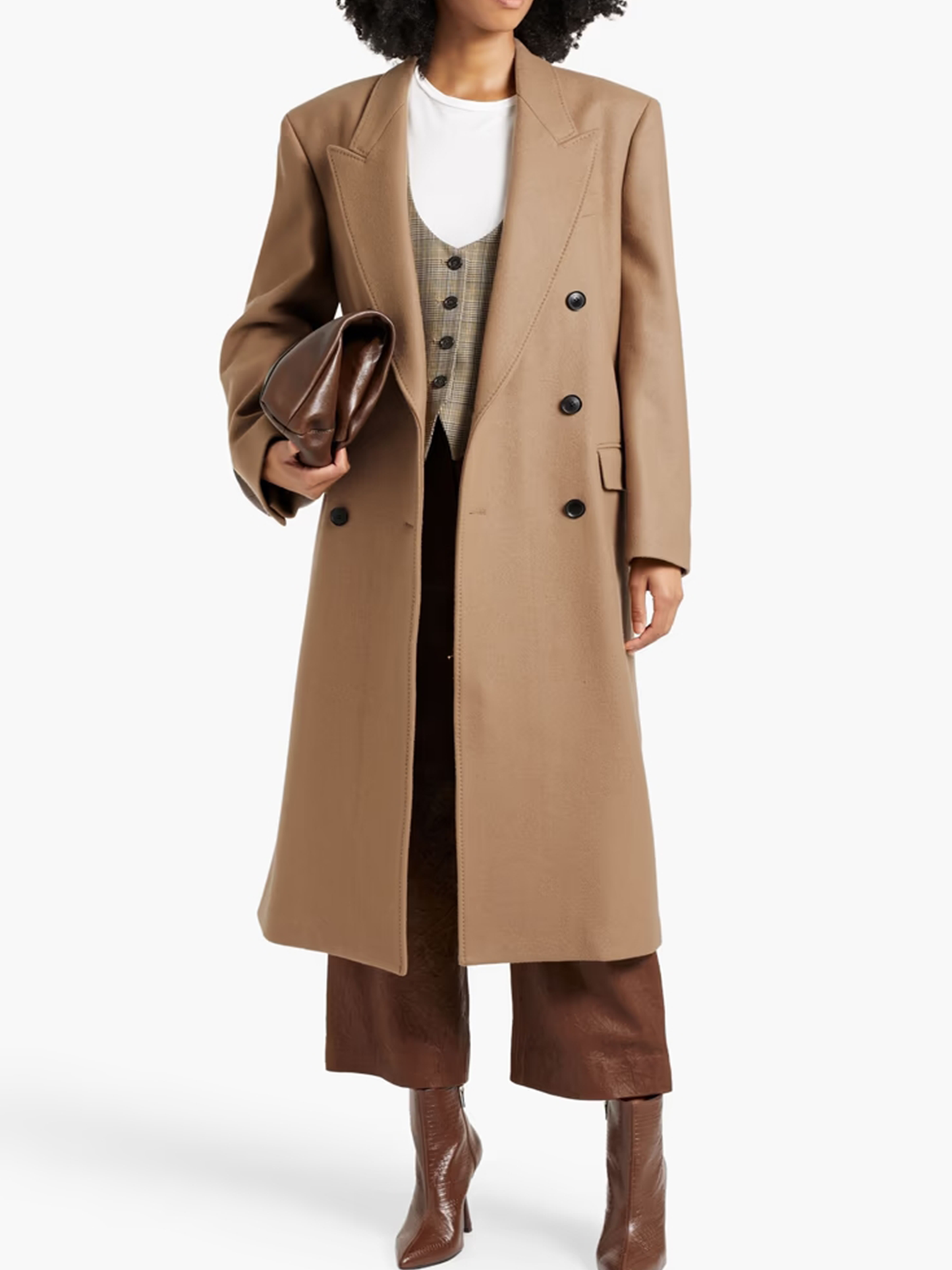 Edmont double-breasted wool-blend felt coat