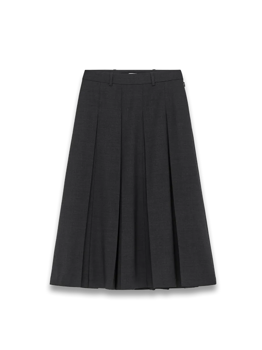 Pleated Wool Blend Skirt