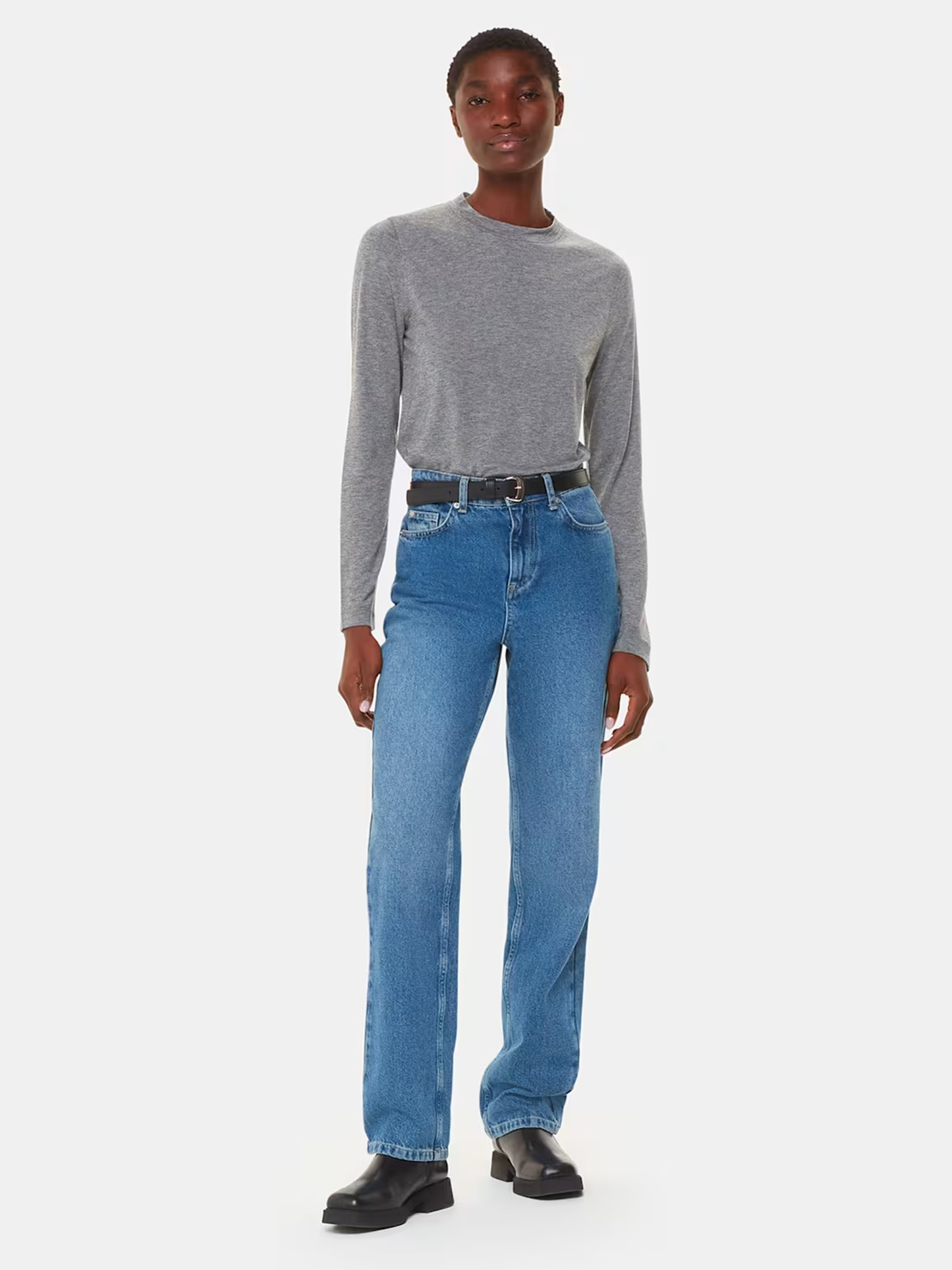Grey Marl Wool Blend Crew Neck Top