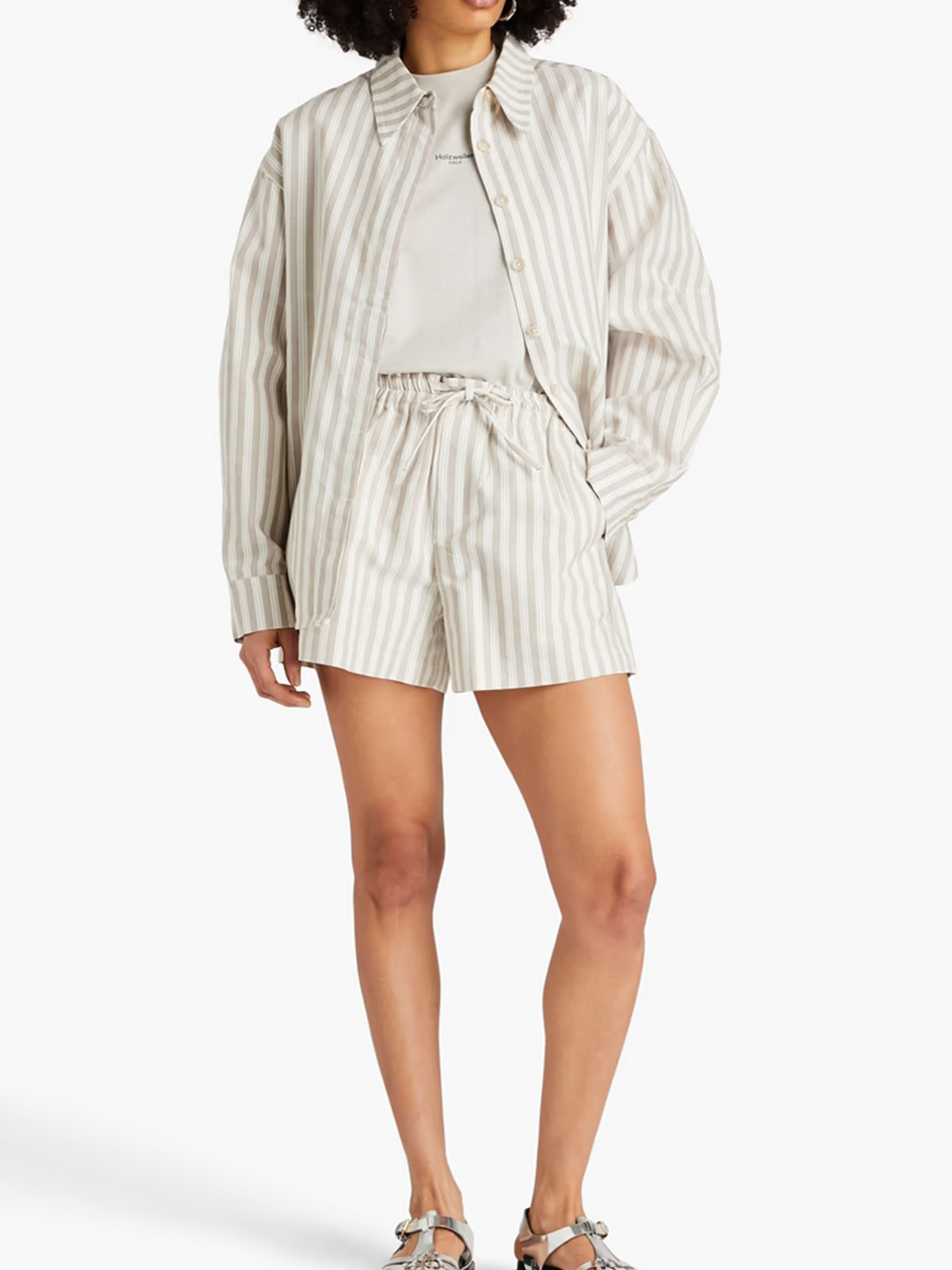 Oversized striped cotton shirt
