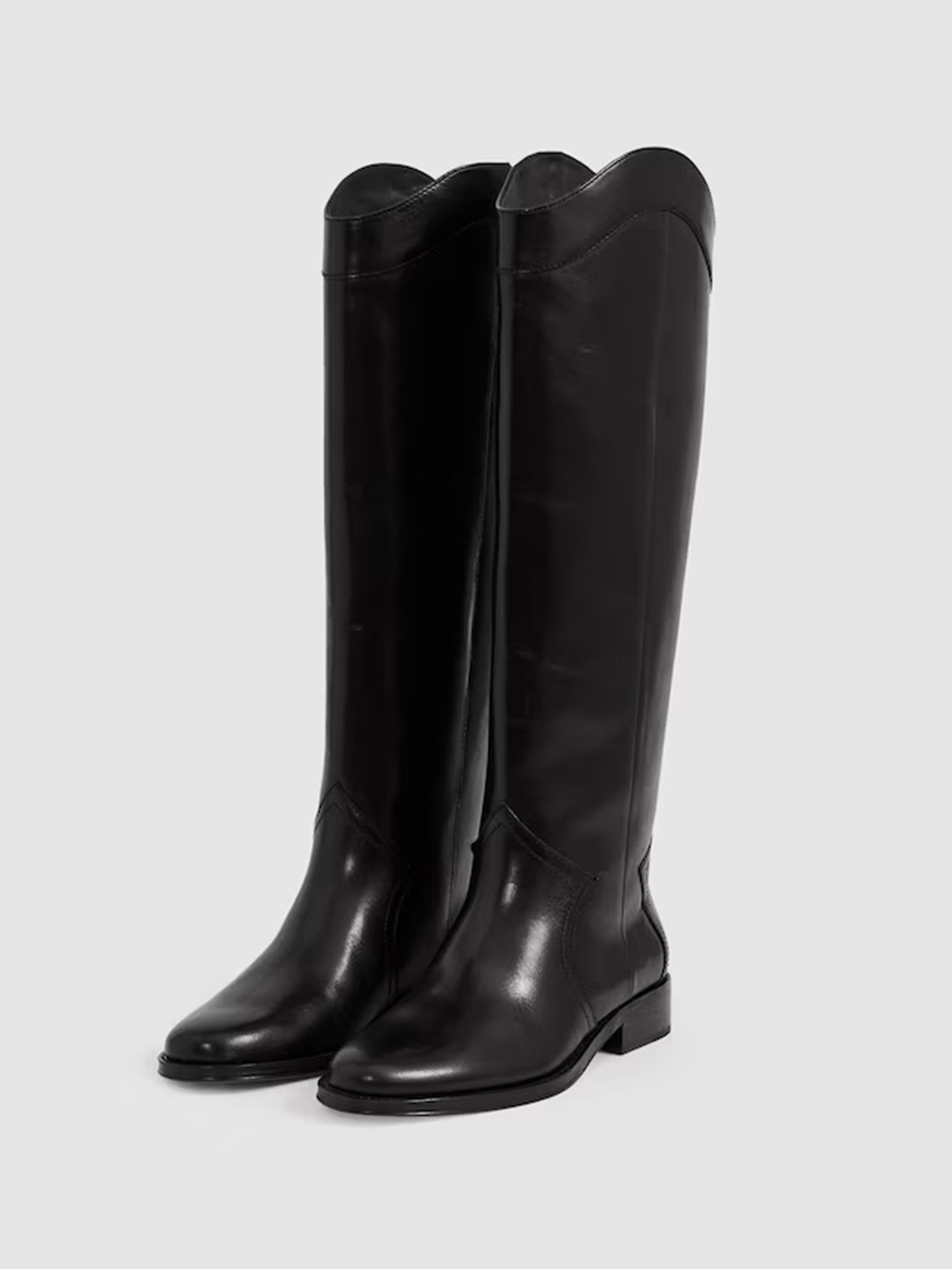 Paige Leather Knee-High Riding Boots in Black