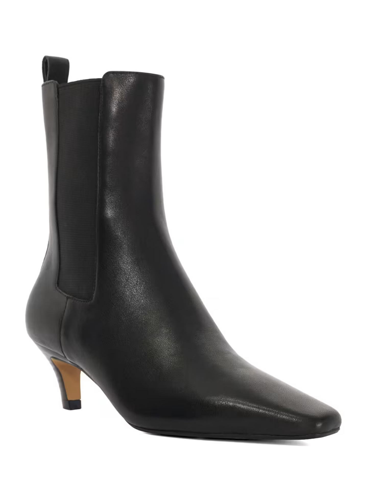 Leather Kitten-heel Ankle Boots in Black