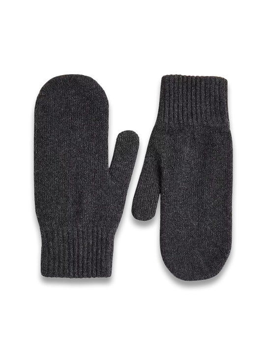 Dark Grey Cashmere Wool Blend Mittens