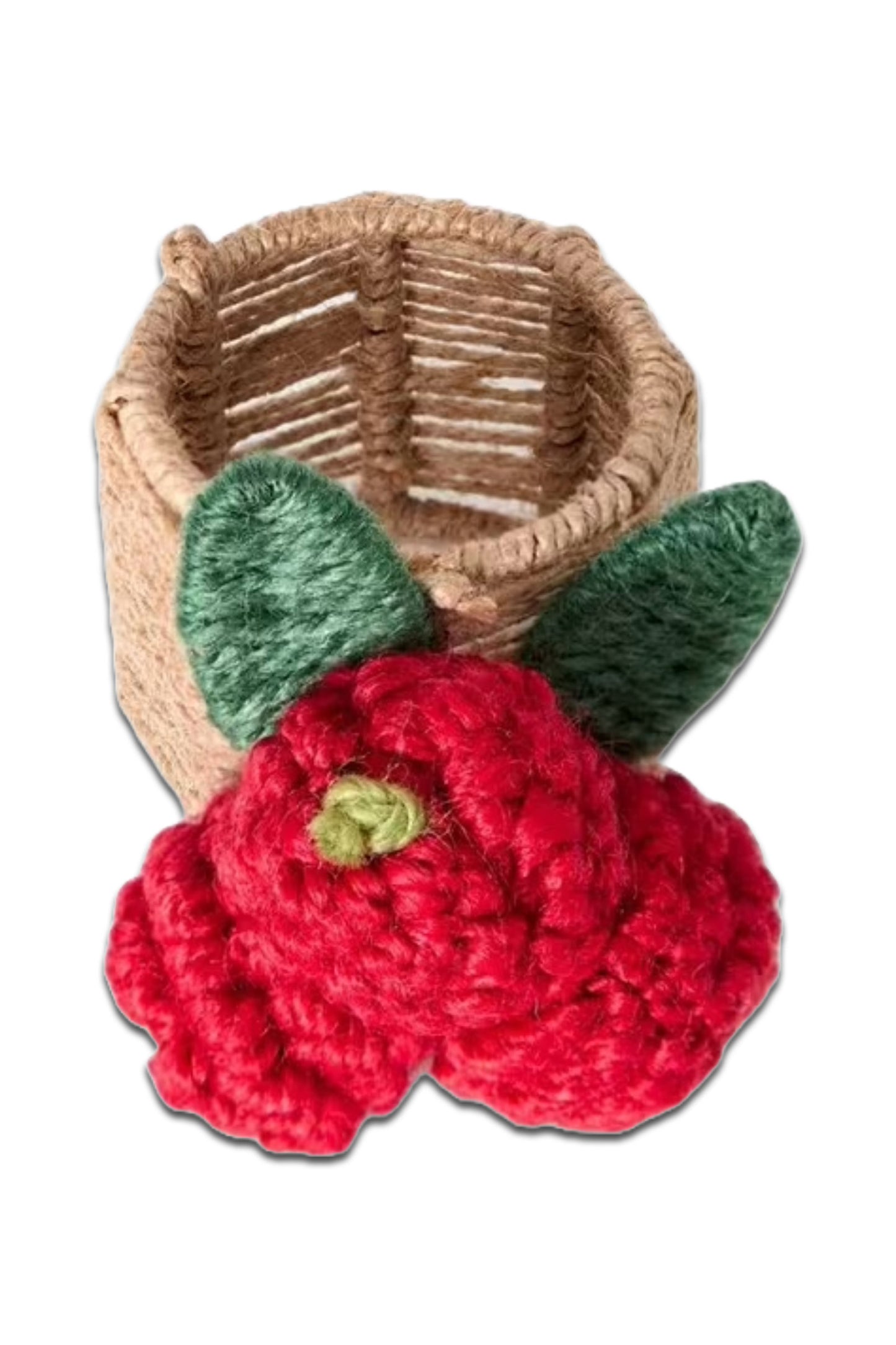 Knitted Berry Napkin Rings, Set of 4, Red