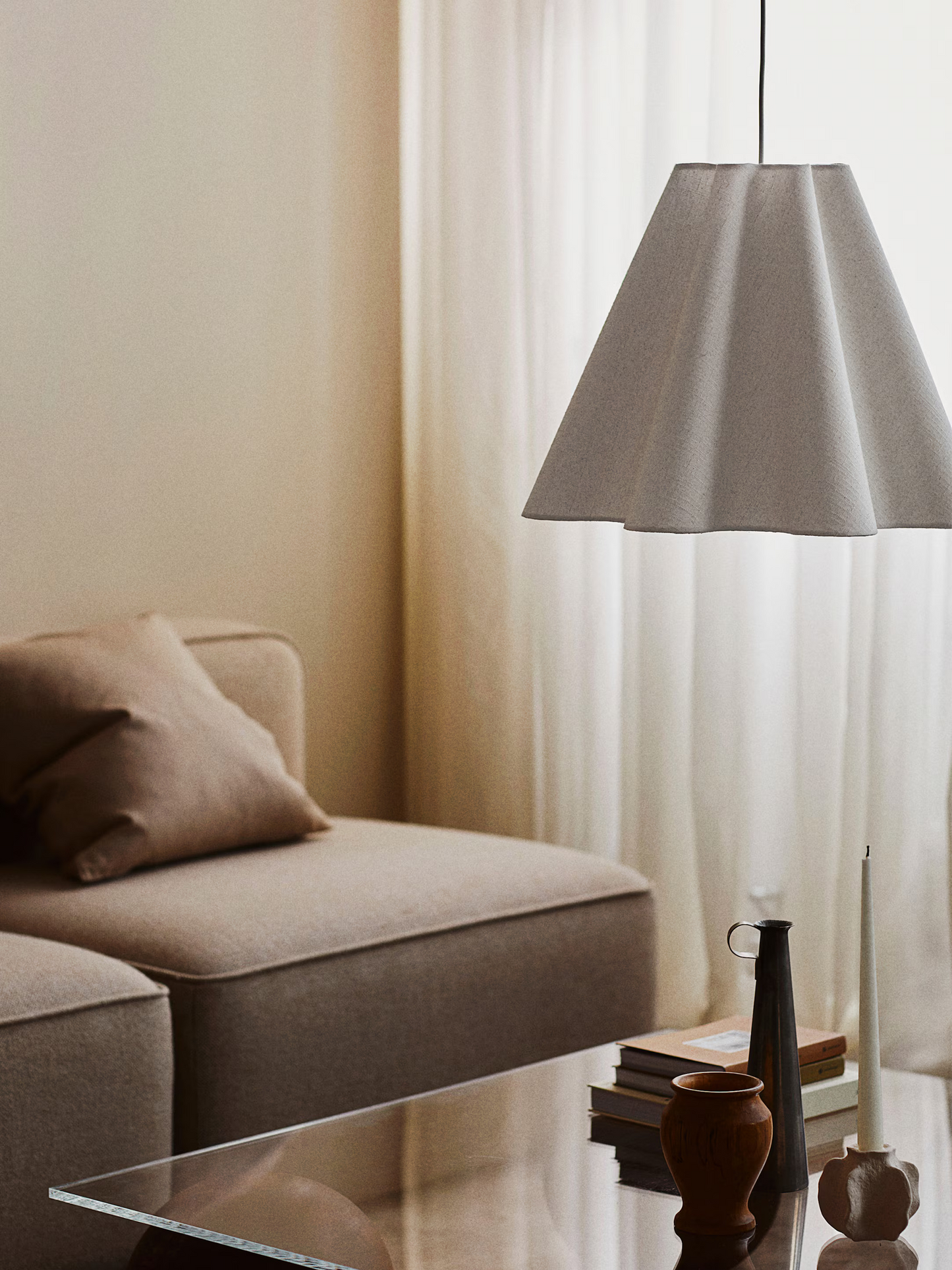 Linen-blend pendant light