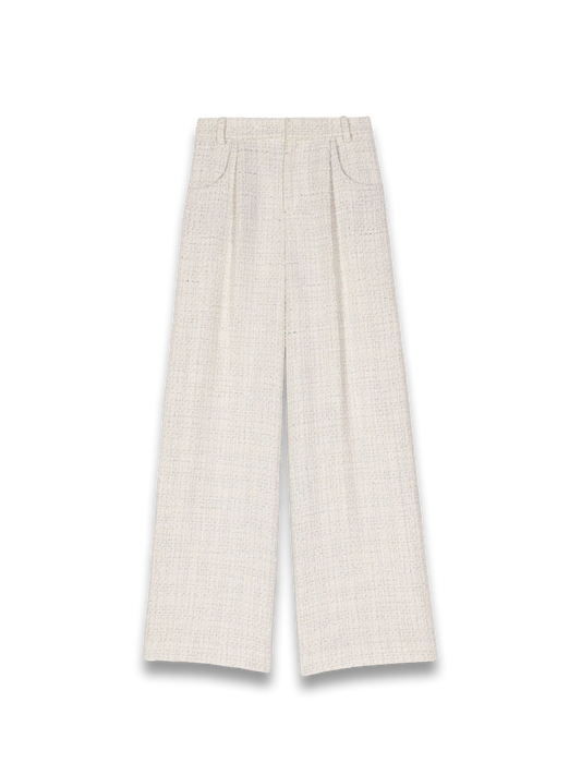 Wide-leg tweed trousers