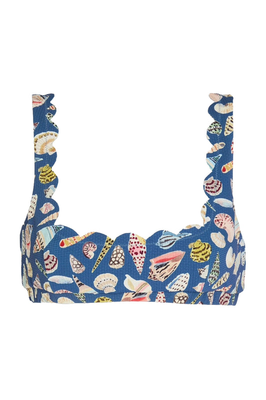 Palm Springs Reversible Scalloped Seersucker Bikini Top