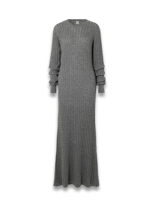 Cable-knit wool maxi dress
