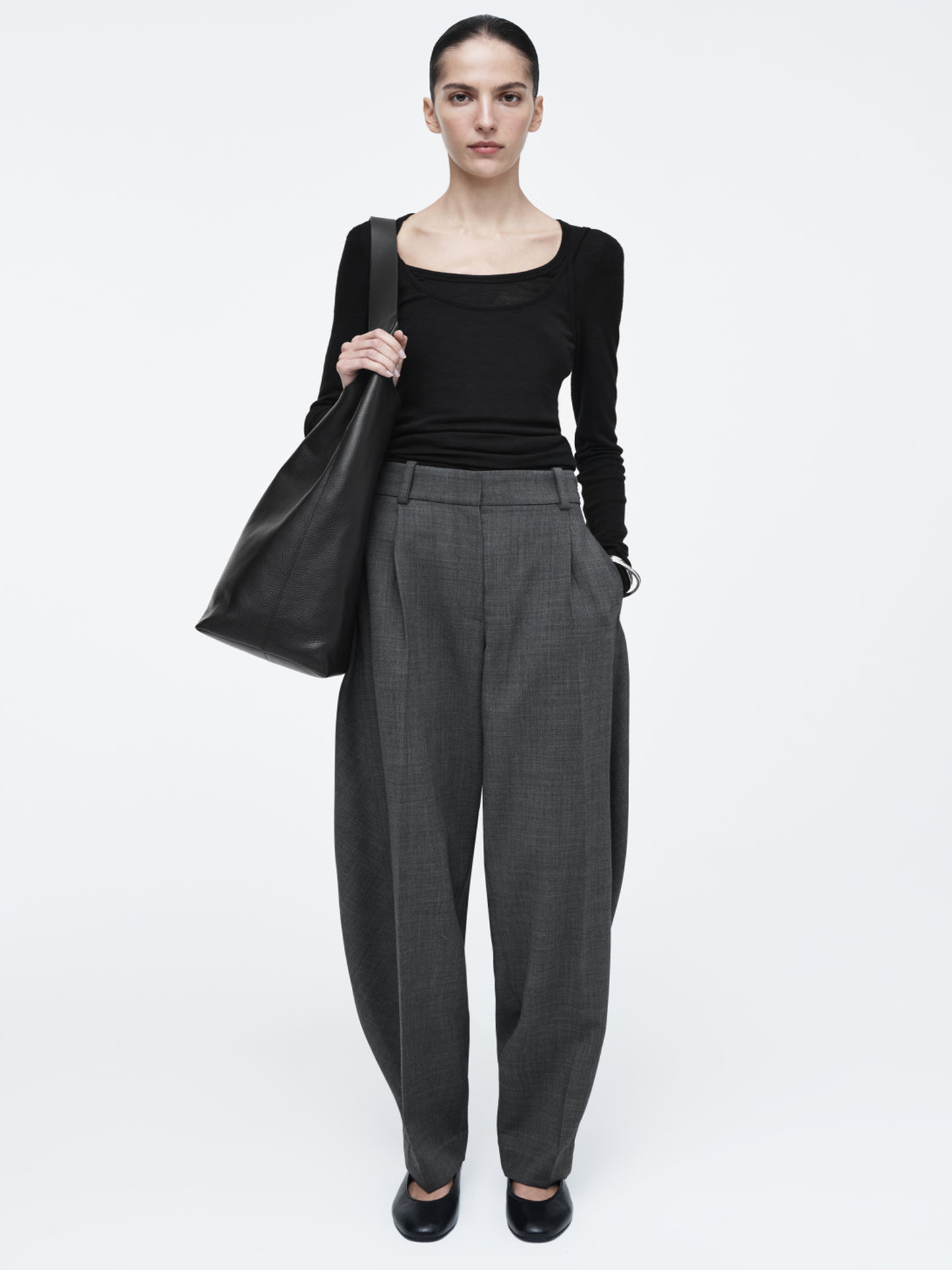 Wool-blend Barrel-leg Trousers