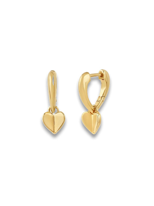 Folded Heart Drop Hoops