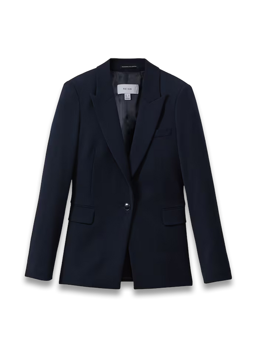 Gabi Tailored Single Breasted Suit Blazer in Navy