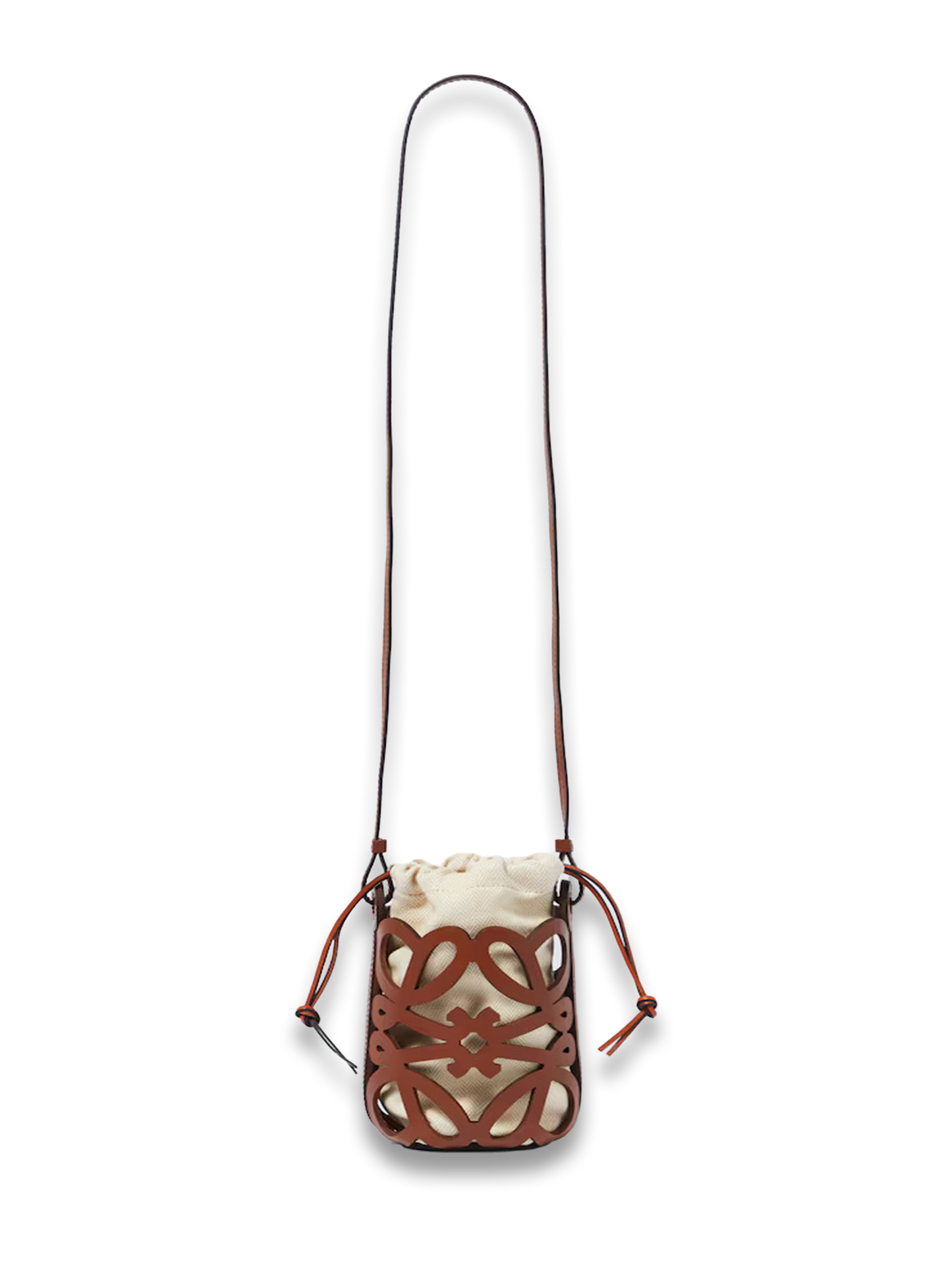 Anagram leather-trimmed canvas bucket bag
