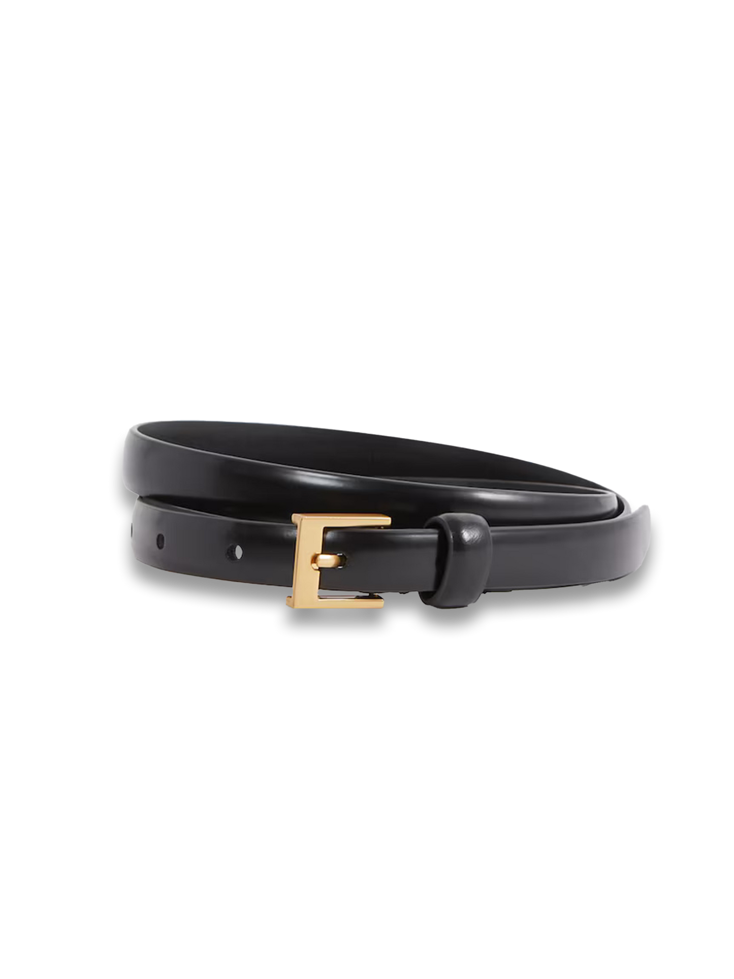 Holly Leather Skinny Belt in Black