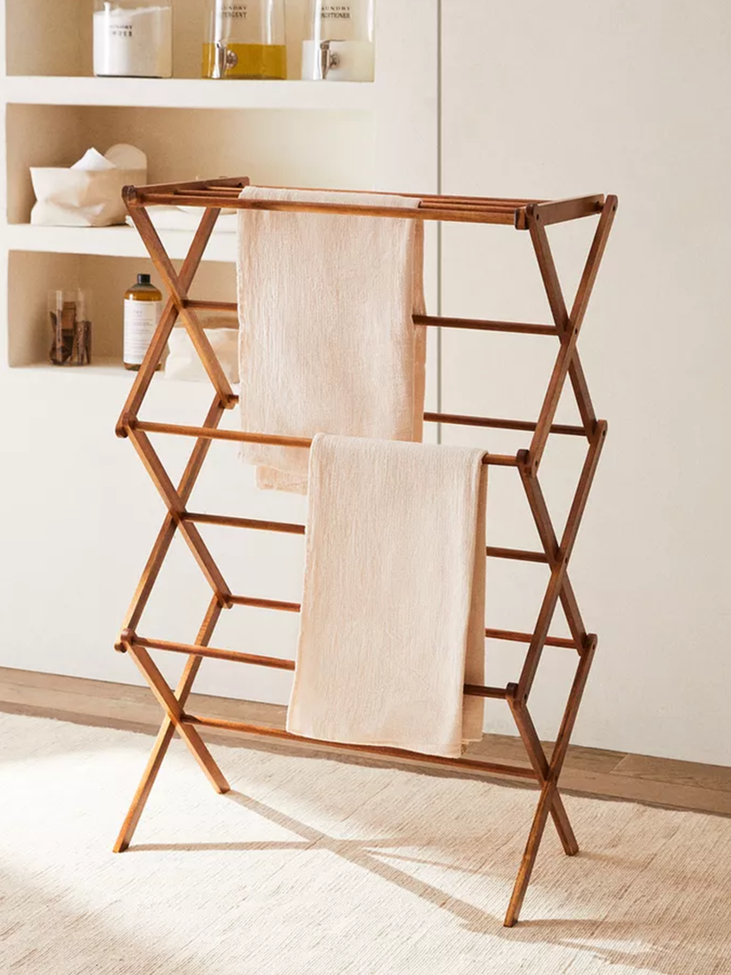 VERTICAL FOLDING WOODEN DRYING RACK