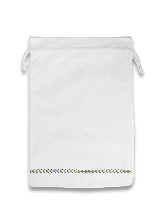 Heirlooms Laurel Leaf Embroidered Linen Laundry Bag