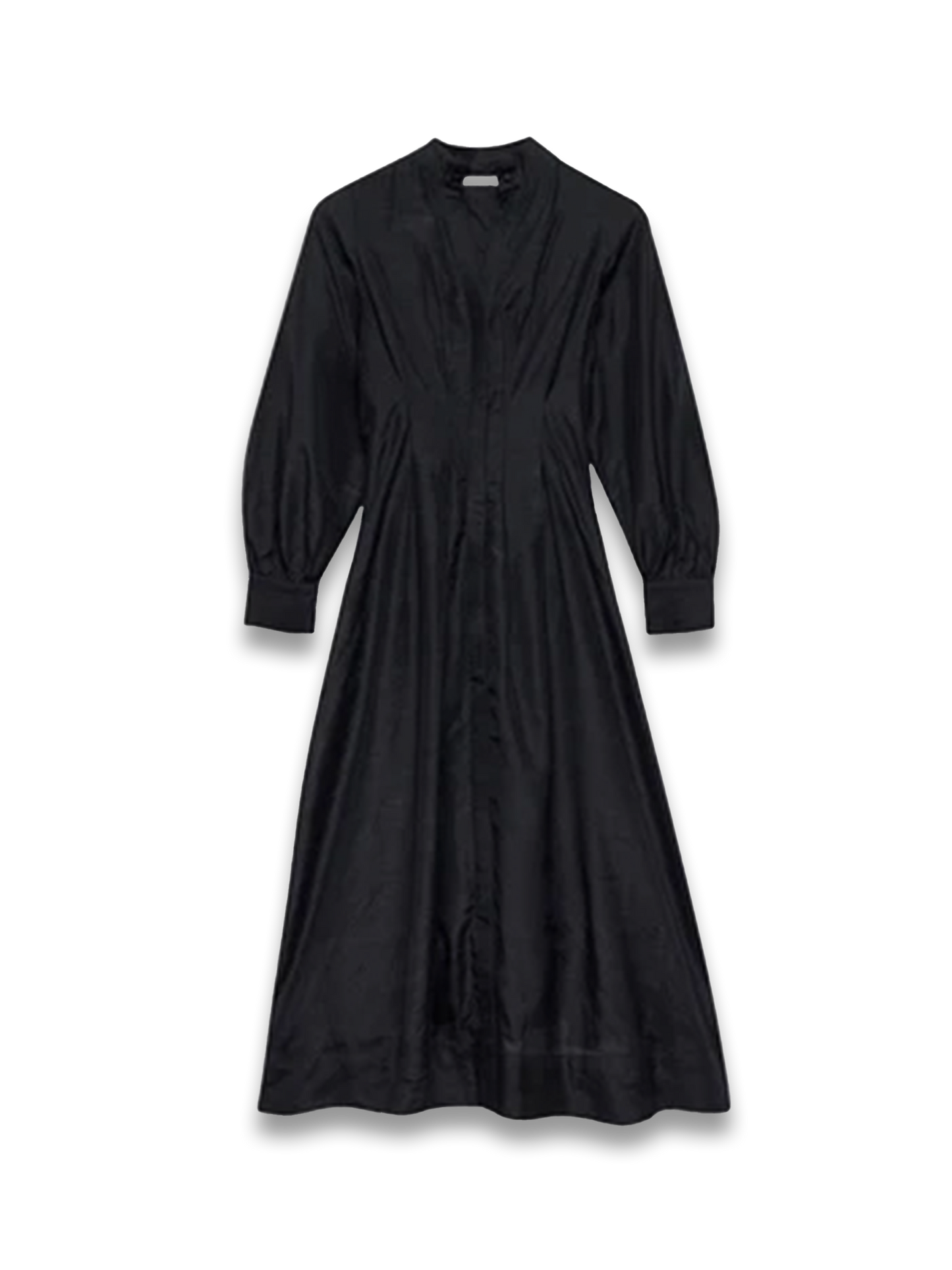 Black Pleated Midi Shirt Dress