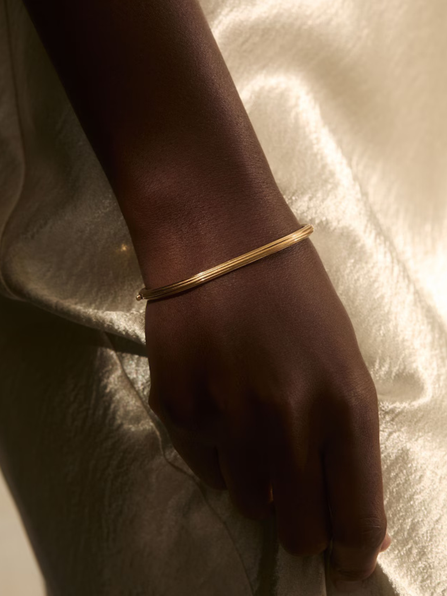 Claudia Contour Hinged Cuff in Gold Tone