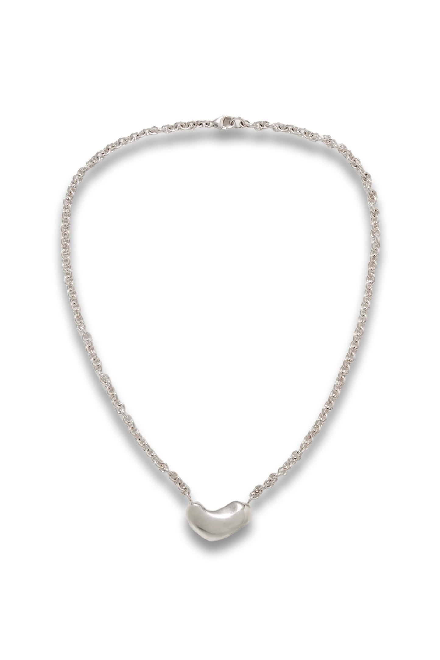 Small Sculpted Heart Recycled Sterling Silver Necklace