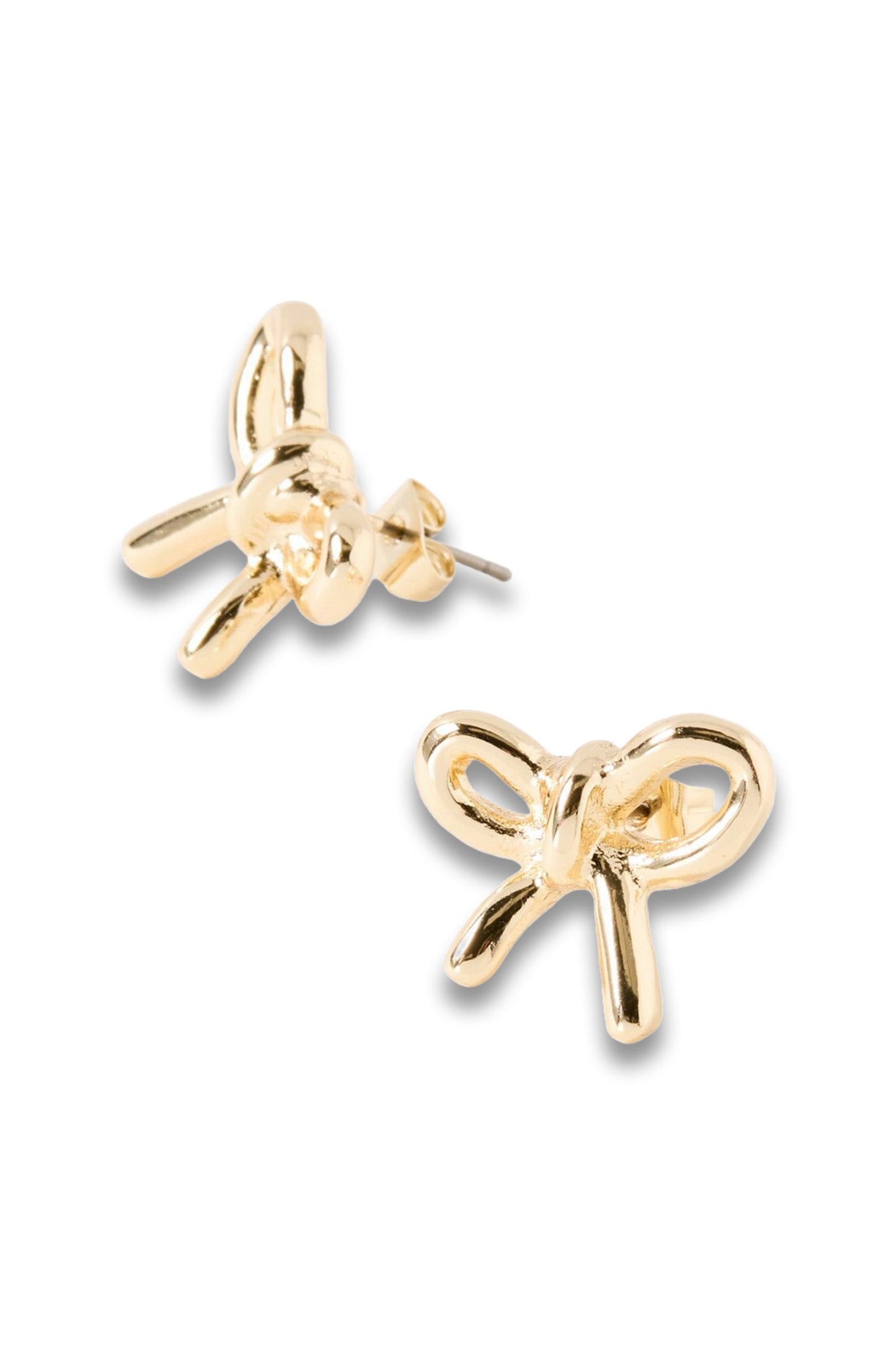 Kylie Ribbon Bow Gold Tone Stud Earrings