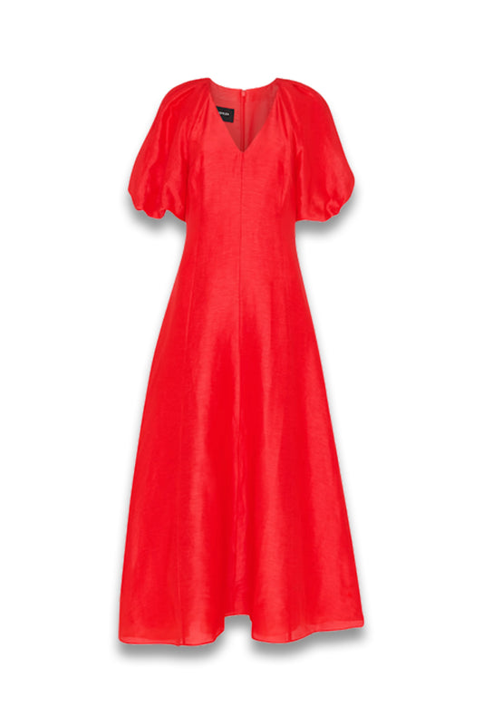 Red Silk Blend Taffeta Maxi Dress