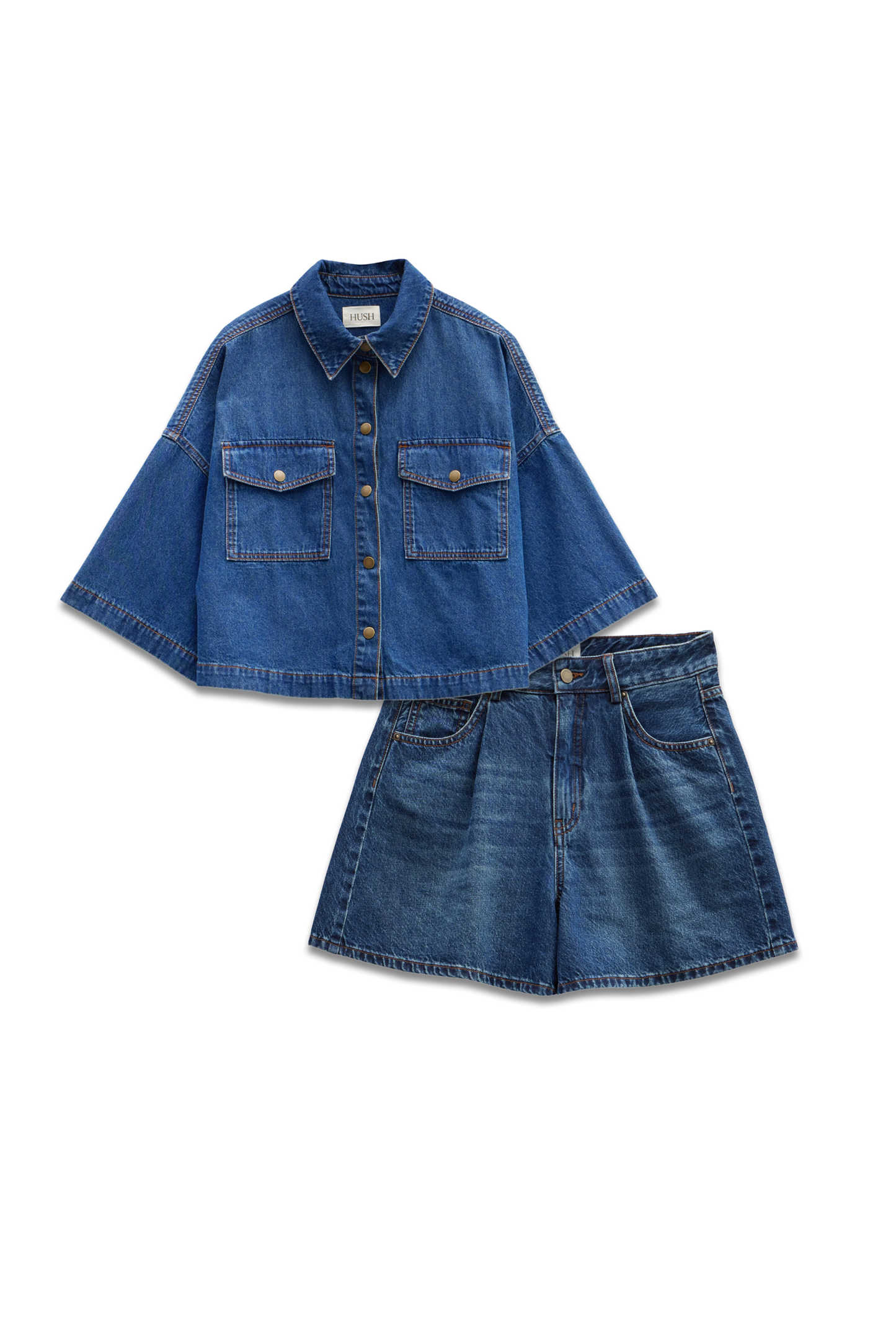 Chlo Oversized Cropped Denim Shirt and Shorts