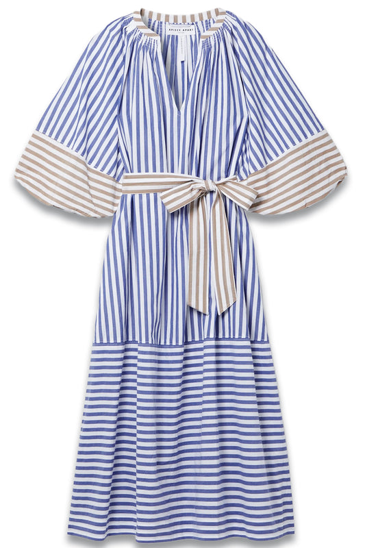 + NET SUSTAIN Sun Mesa Striped Organic Cotton Midi Dress