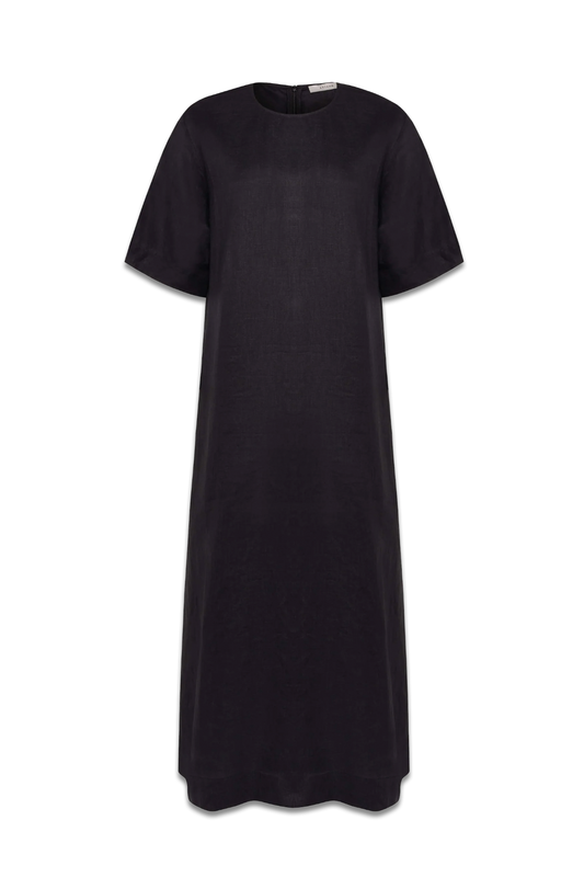 Mina Dress Black Linen