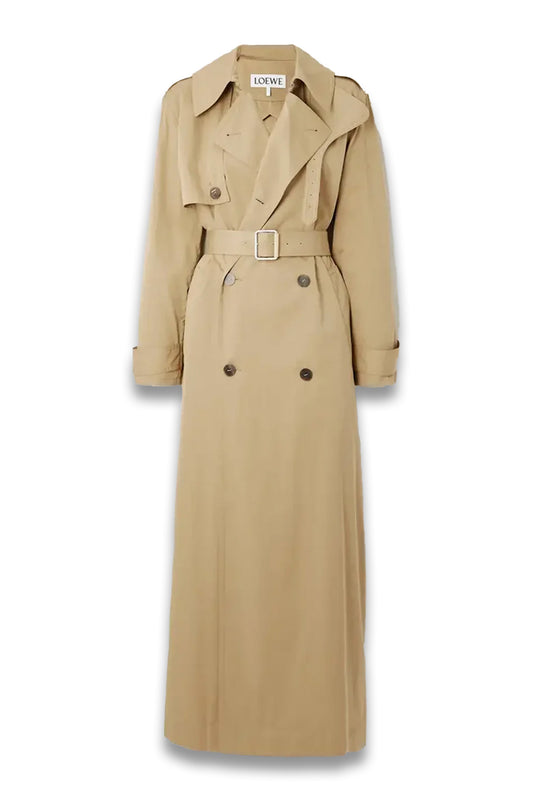 Double-breasted belted cotton and silk-blend trench coat