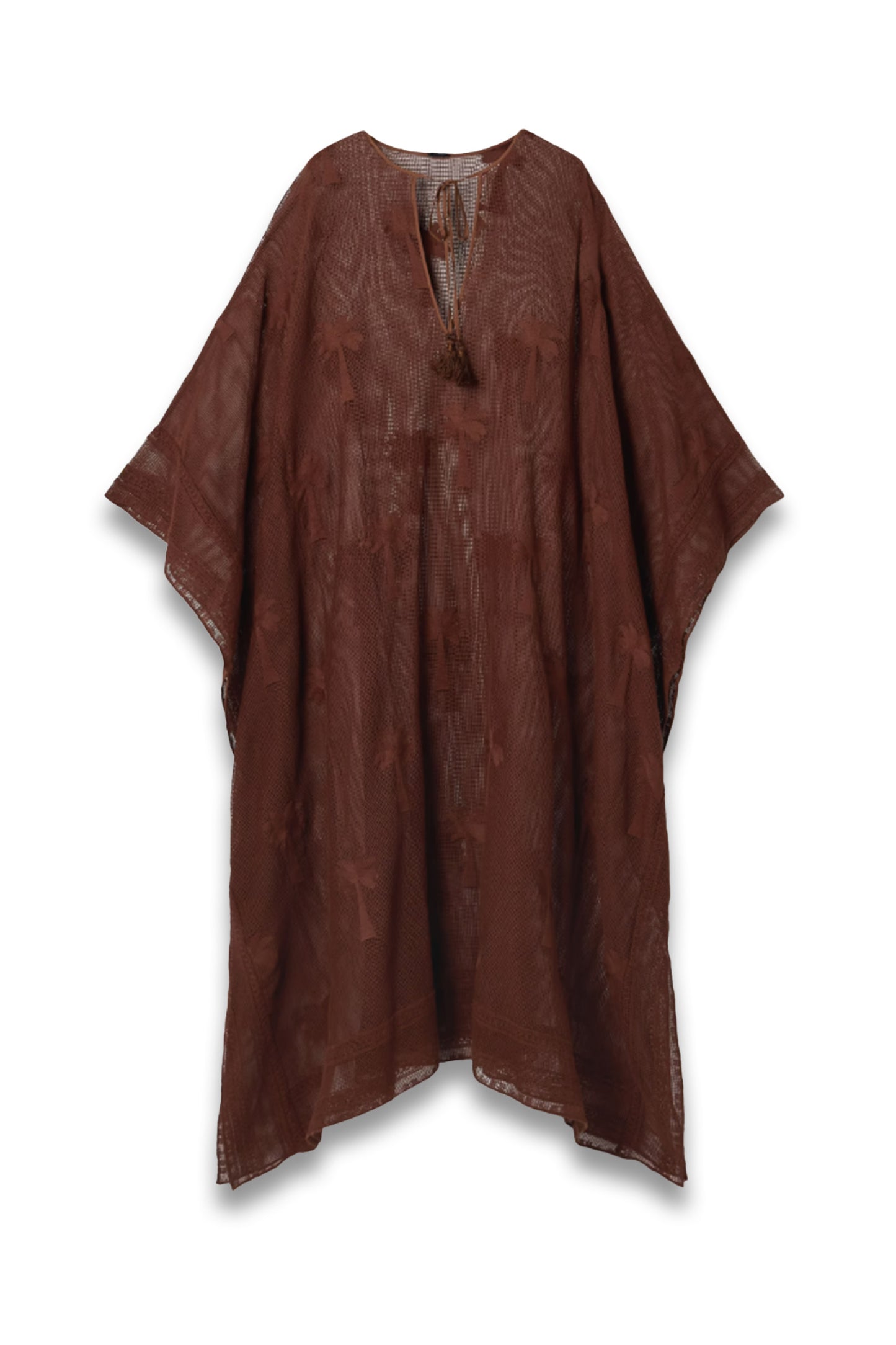 Embroidered cotton-mesh coverup