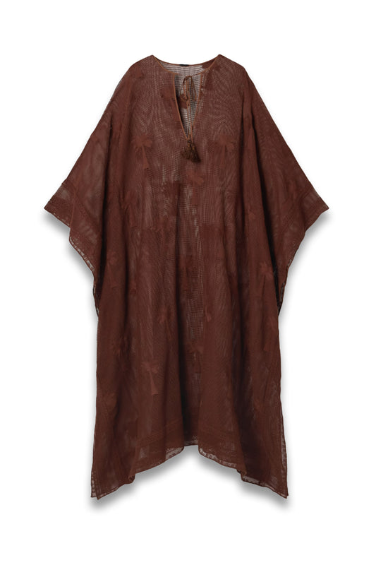 Embroidered cotton-mesh coverup