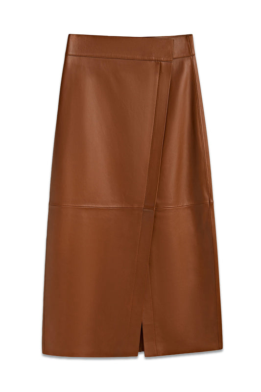 Nappa Leather Midi Pencil Skirt